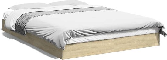 vidaXL - Bedframe - zonder - matras - hout - sonoma - eikenkleurig - 140x200 - cm
