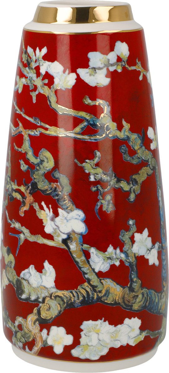 Goebel - Vincent van Gogh | Vaas Amandelboom rood 18 | Porselein - 18cm - met echt goud