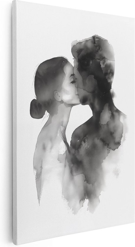 Artaza Canvas Schilderij Man en een Vrouw Kussen - Foto Op Canvas - Canvas Print