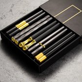 MGM Trading - Eetstokjes Herbruikbare 5 paar Glasvezel Chop Sticks Set Japanse Chinese Eetstokjes Antislip Vaatwasmachinebestendig voor Sushi Noedels Rijst Zwart 24cm