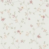 Papier peint floral Profhome 937701-GU papier peint intissé texturé avec un dessin floral mat blanc vert blanc crème vieux rose 5,33 m2