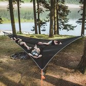 Driehoekige hangmat Draagbare meerpersoonshangmat Outdoor Camping Luchthangmat 3-punts ontwerp voor 2-3 personen voor reizen Tuin Achtertuin Camping, Zwart, 400*400*400cm