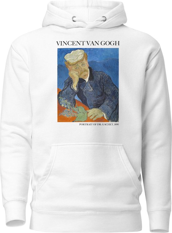 Vincent van Gogh 'Portret van Dr. Gachet' ("Portrait of Dr. Gachet") Beroemd Schilderij Hoodie | Unisex Premium Kunst Hoodie | Wit | XL