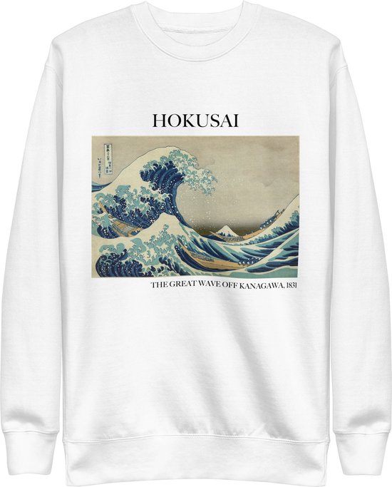 Hokusai 'De Grote Golf van Kanagawa' ("The Great Wave off Kanagawa") Beroemd Schilderij Sweatshirt | Unisex Premium Sweatshirt | Wit | XL