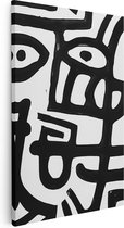 Artaza Canvas Schilderij Zwart Wit Tekening van een Gezicht - 80x120 - Groot - Foto Op Canvas - Canvas Print