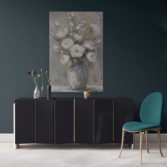 Artaza Peinture sur toile Fleurs Witte dans un vase – 80 x 120 – Groot – Photo sur toile – Impression sur toile