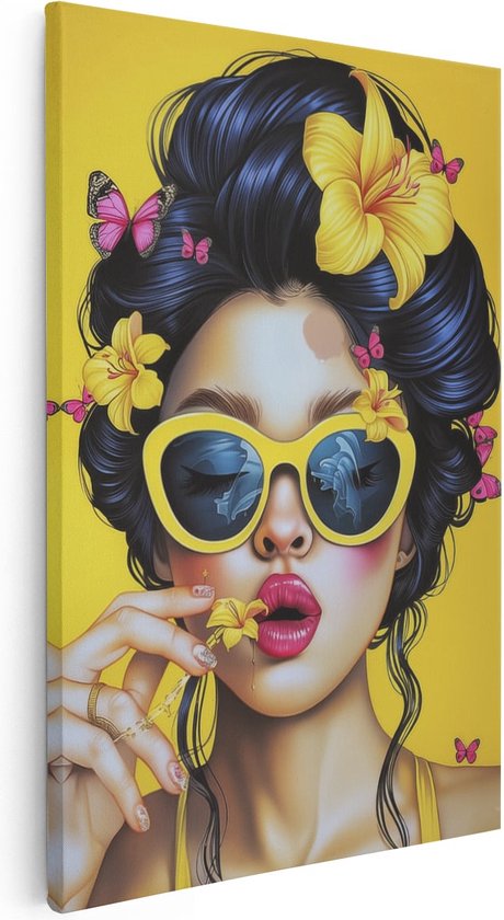 Artaza Tableau sur toile Femme portant des lunettes de soleil et