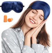 SHOP YOLO-oogmasker slaap-zijde oogmasker-100% huidvriendelijk, zijde slaapmasker-vrouwen en heren-aangenaam met reistas-blauw