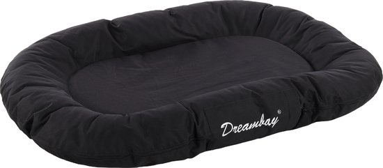 Hondenmand Dreambay® Ovaal Zwart – 100x75x15 cm – waterafstotend & wasbare hoes – duurzaam hondenkussen – Flamingo