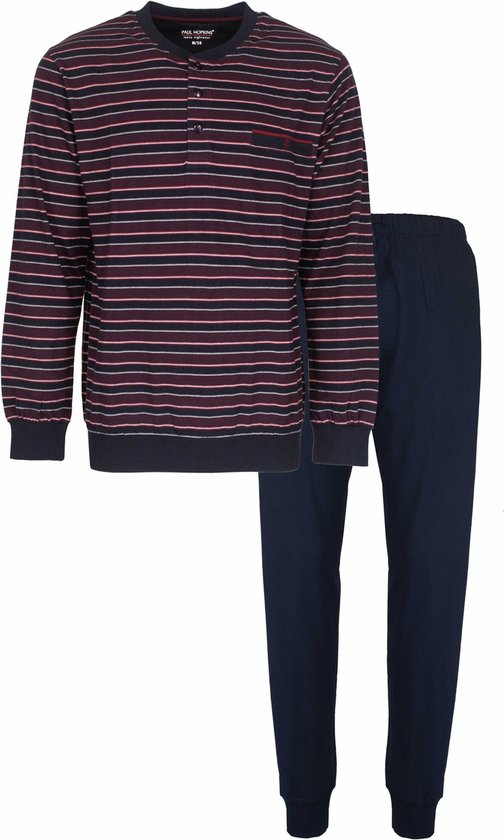 Paul Hopkins - Heren Pyjama - Polo sluiting - Gestreept - Donker Blauw. - Maat XL