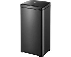 Yar - Motion Sensing Prullenbak - 50 liter - RVS & Duurzaam ABS - Zwart - Non-slip & Geruisloos Sluitend Deksel - Vertraagd Sluitmodus