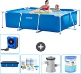 Intex Rechthoekig Frame Zwembad - 220 x 150 x 60 cm - Blauw - Inclusief Afdekzeil - Onderhoudspakket - Zwembadfilterpomp - Filter - Warmtepomp