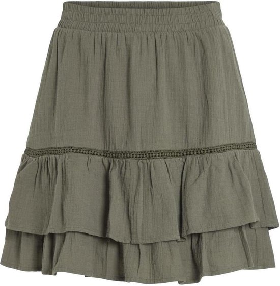 Vila Rok Vitovan Flounce Short Skirt 14093836 Dusty Olive Dames Maat - W38