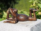 Brons beeld - Tuinbeeld Liggende kikker klein - Bronzartes - 10 cm hoog