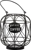 Espressokoffiecapsulehouder Grote capaciteit koffiecapsule-organizer met handvat Metaaldraadopslagmand voor toonbankdecoratie (zwart)