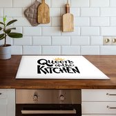 Inductiebeschermer Queen of the kitchen wit| 76 x 51.5 cm | Keukendecoratie | Bescherm mat | Inductie afdekplaat