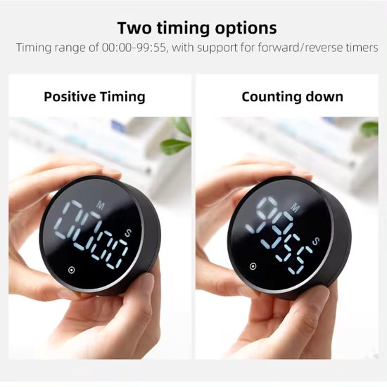 Digitale Timer - Pomodoro Timer - Digitale Kookwekker - Magnetisch - LED Scherm - Handige Draaiknop - Keukentimer - Merkloos