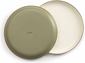 Barebones Enamel Plate/Bord, 30 cm - Olive - Set van 2 | Emaille borden olijfgroen