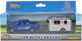 2-Play auto met caravan die cast pull back 16,5cm