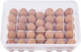 Eierbox van kunststof, groot, eierkarton, voor de koelkast, met deksel, capaciteit voor 34 eieren