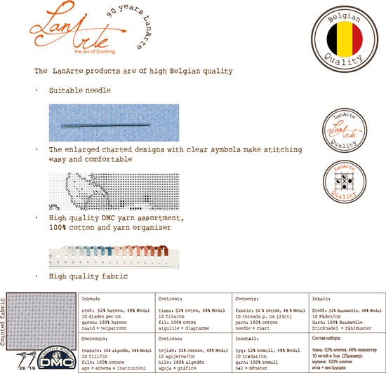 Lanarte Borduurpakket - Borduurset - Borduurpakket volwassenen - Telpakket kit - 29 x 29cm - Mijn dahlia hoofdband - PN-0206850