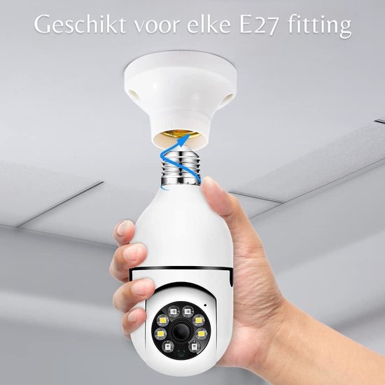 WiFi Beveiliging Camera "Tuya/Smartlife App" - 2,4Ghz - E27 gloeilamp aansluiting - 1080P - 360 Gemotoriseerd Draaibaar - Op afstand te bedienen van Merkloos — afbeelding 3