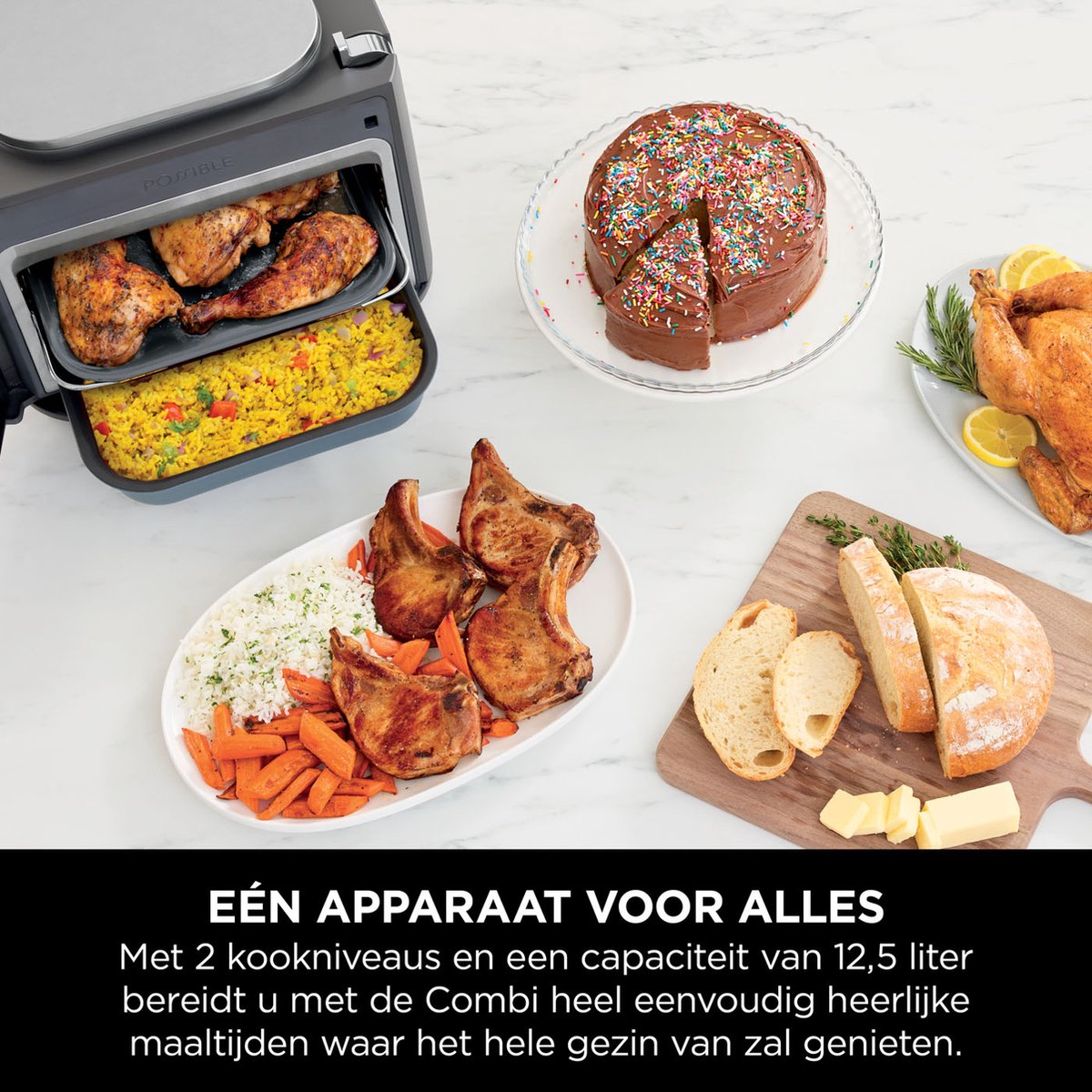 Afbeelding 2 van Ninja Combi 12-in-1 Multicooker, Oven en AirFryer - 12,5 Liter - Volledige Maaltijden in 15 minuten - SFP700EU
