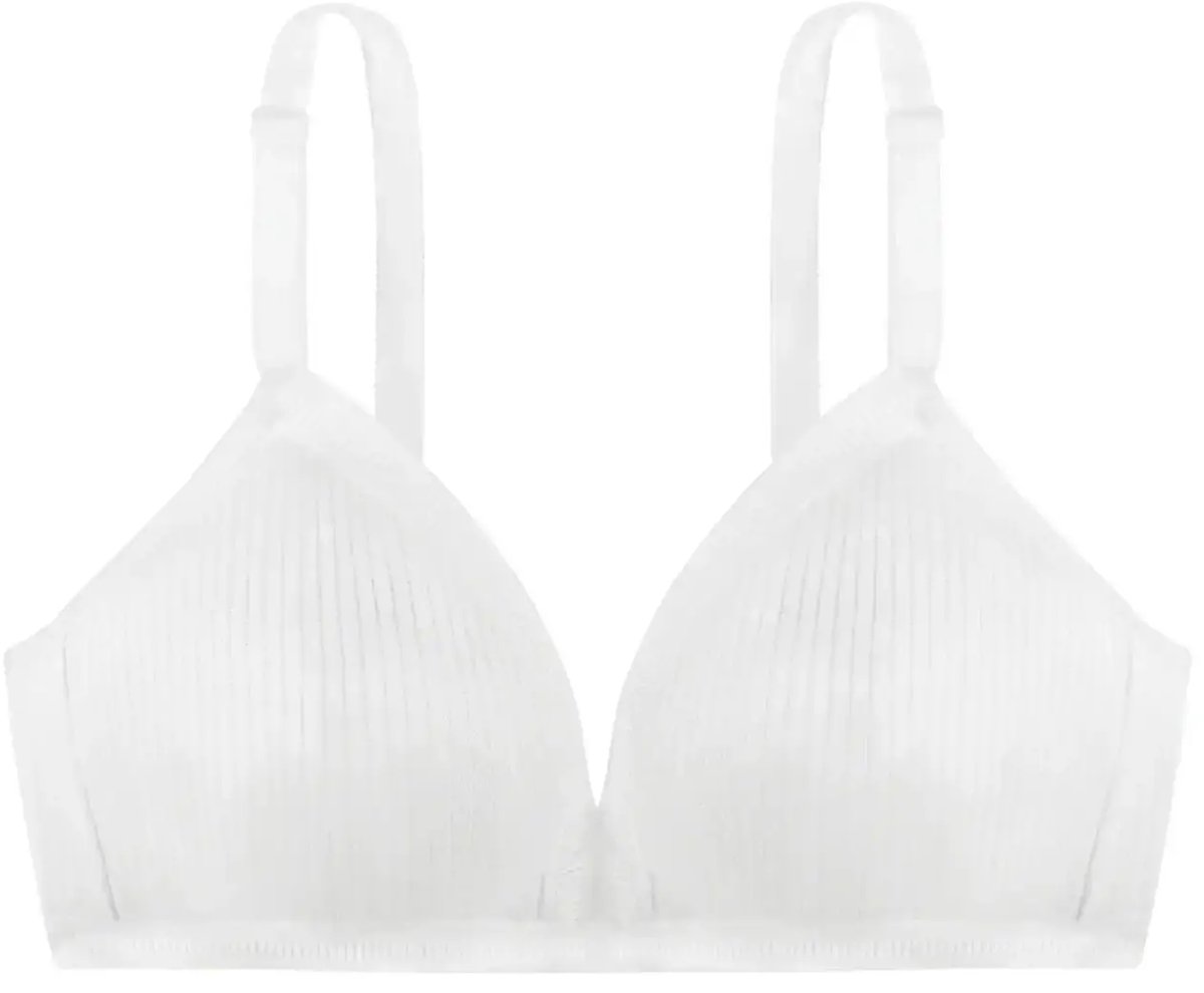 Dorina Niet voorgevormde Bh zonder beugel - Tiffany - Bralette met sluiting - Katoen - 80B - Wit