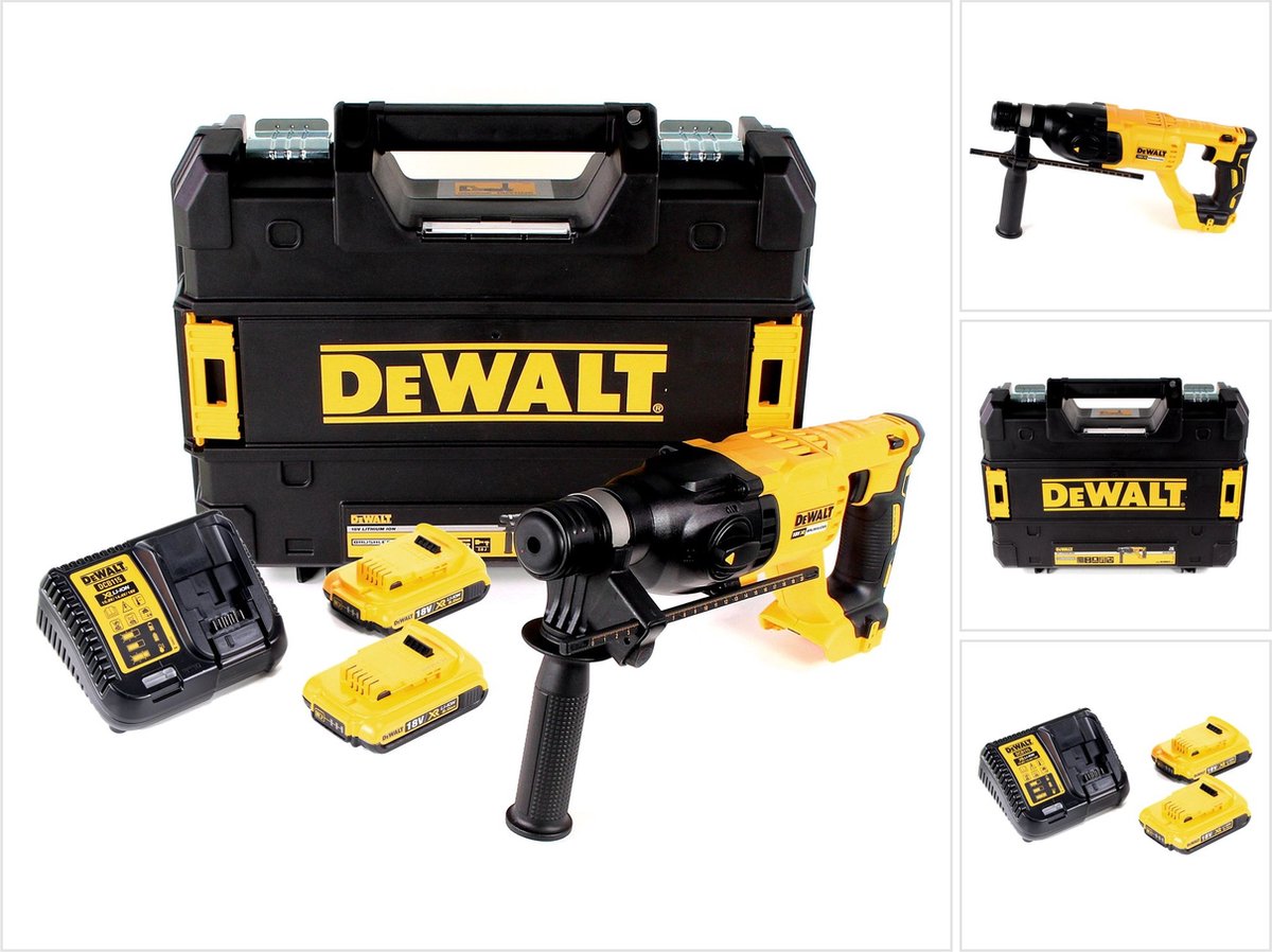 DeWalt DCH 133 D2 accu combihamer 18V 2.6J SDS plus borstelloos + 2x accu 2.0Ah + lader + TSTAK