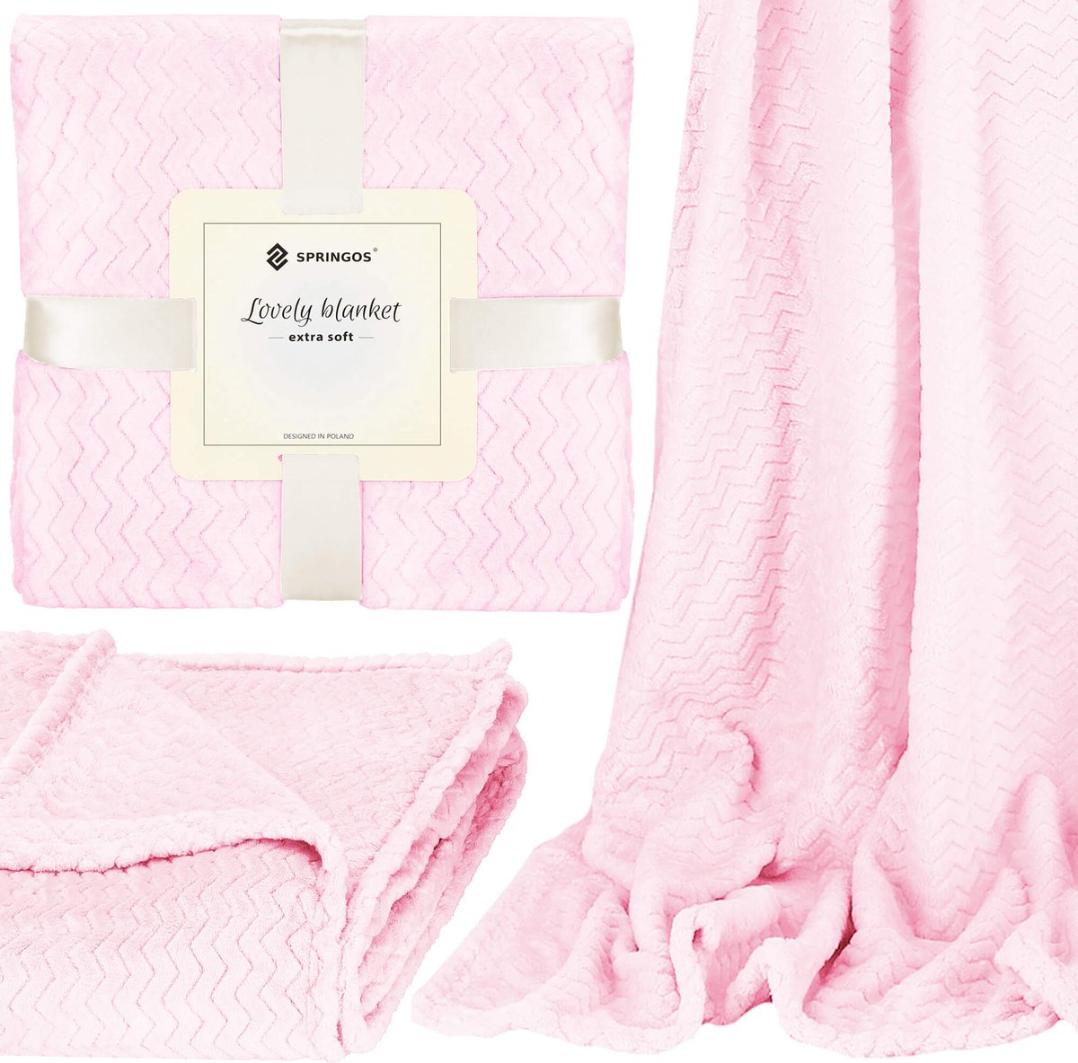 Springos Plaid | Sprei | Deken | 200 x 220 cm | Pluche | Roze