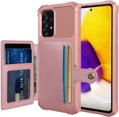 Casemania Hoesje Geschikt voor Samsung Galaxy A52 - Rosegoud - Luxe Back Cover met Pasjeshouder - RFID Bescherming - Wallet Case