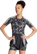 adidas Performance Own the Run 3-Stripes Allover Print T-shirt - Dames - Grijs- M