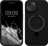 kalibri telefoonhoesje Apple iPhone 15 hoesje - beschermhoesje geschikt voor MagSafe - siliconen hoesje met telefoon ring in zwart
