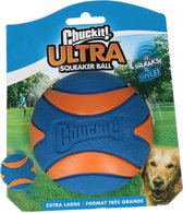 Chuckit! Ultra Squeaker Bal - Hondenspeelgoed - Hondenbal - Duurzaam rubber - Large - Ø7 cm - Blauw/Oranje - 1 Stuks