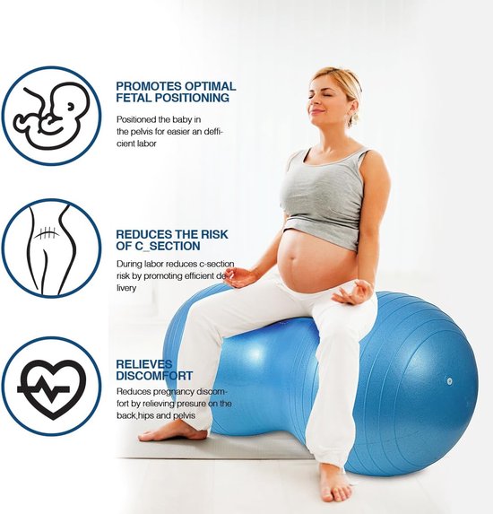 Balle Cacahuète Anti-éclatement 90x45 Cm - PVC épais, Avec Pompe, Pour Yoga Grossesse Thérapie Enfant