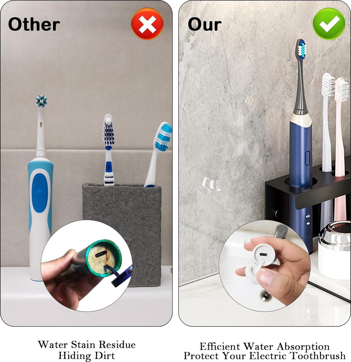 Porte-Brosse à Dents Mural Blanc - Sans Perçage, Support Électrique, Porte-Dentifrice Inclus