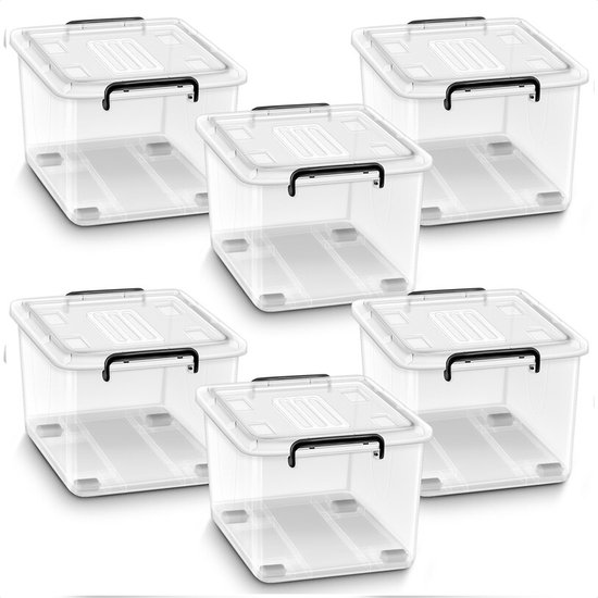 Opbergbox 13L - Set van 6 Opbergboxen - Opbergdoos met Deksel - Plastic ...