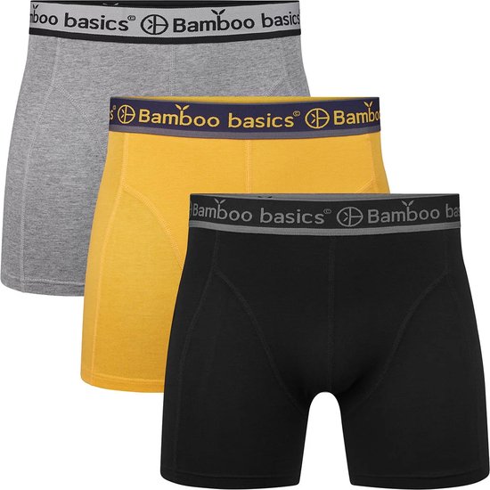 Comfortabel & Zijdezacht Bamboo Basics Rico - Bamboe Boxershorts Heren (Multipack 3 stuks) - Onderbroek - Ondergoed - Grijs, Navy & Zwart - S