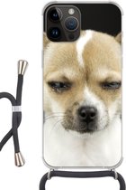 Telefoonhoesje Geschikt voorApple Iphone 14 Pro Max - Hond - Huisdieren - Portret - Siliconen - Crossbody - Backcover met Koord - Telefoonhoesje met koord - Hoesje met touw