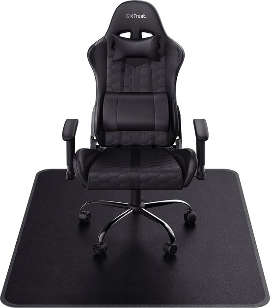 Duurzame Stoelmat Voor Bureaustoel En Gaming Chair - 99 x 120 cm - Flexibele Vloerbeschermingsmat - Hard Slijtvast Oppervlak - Geschikt Voor Tapijten En Harde Vloeren - Modern Design - Zwart