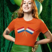 Dames Oranje Koningsdag T-shirt - Maat 3XL - Nederlandse Vlaggetjes