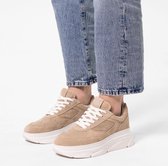 Manfield - Dames - Beige suède sneakers - Maat 40