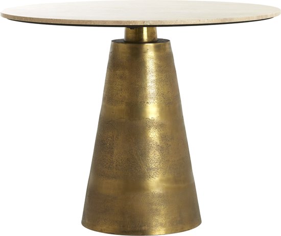 Table à manger ronde Ynez Ø120 cm - sable travertin/bronze antique