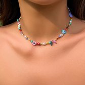 Ketting kraaltjes - Choker - Multi - Gekleurd - Zomer - Parel