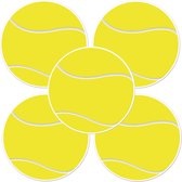 Tennisbal sport decoratie sticker versiering - 5x - geel - dia 13 cm - vinyl - Tennis feest thema