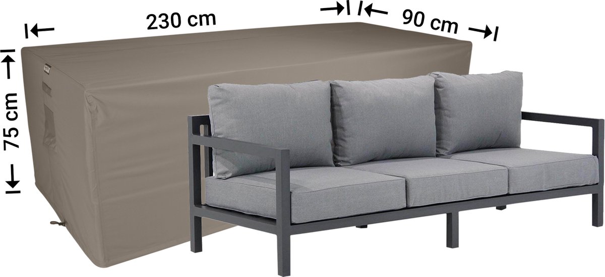 Raffles Covers Loungebank hoes - 230 x 90 H: 75 cm - RLB230small - Waterdicht - Ademend - UV-bestendig - Elastisch rijgkoord - Beschermhoes tuinmeubelen