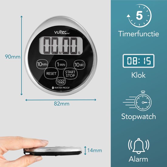 Douchetimer T5 - Digitale waterdichte timer - Douche klok - Showertimer - IPX7