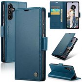 CaseMe - Hoesje geschikt voor Samsung Galaxy S24 - Retro Wallet Book Case - Met Magnetische Sluiting - Blauw