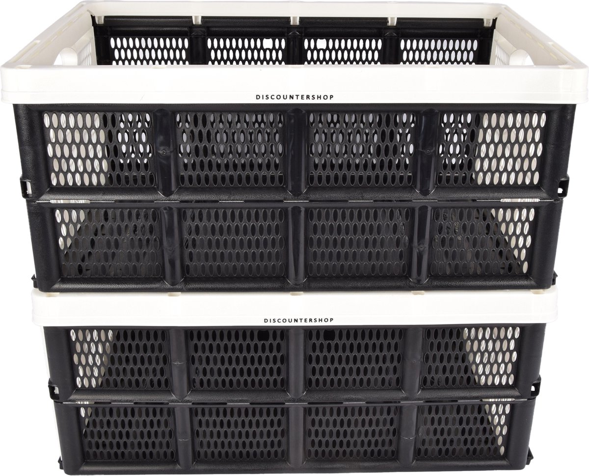 Set van 2 Opvouwbare Vouwkratten 32 Liter - Multifunctionele Opbergbox voor Thuis en Onderweg - Handige Kampeer- en Huishoudaccessoires - 48x35x24 cm