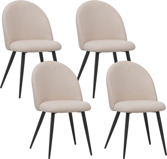 Albatros Capo Set de 4 Chaises de salle à manger avec revêtement en Tissus , beige – Design Vintage élégant, revêtement en tissu, chaise rembourrée testée SGS – Chaise de cuisine moderne, chaise de salle à manger